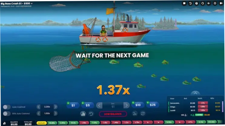 Big Bass Crash set stake — bet amount entry before round starts